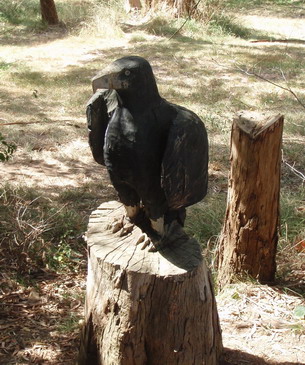 Tree stump carved into an eagle